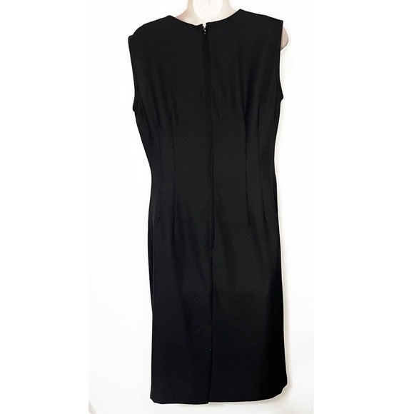 R & M Richards Karen Kwong Sleeveless Black Midi Dress Scoop Neck Sz 10 Stretchy - Picture 2 of 11